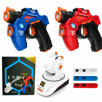 🔥🎮50% הנחה 🔫 משחק קרב לייזר אינפרא אדום לילדים, 2 אקדחים + מקרן, קולות ואורות ✨